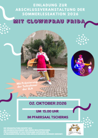 Abschlussveranstaltung Sommerleseaktion mit Clownfrau Frida